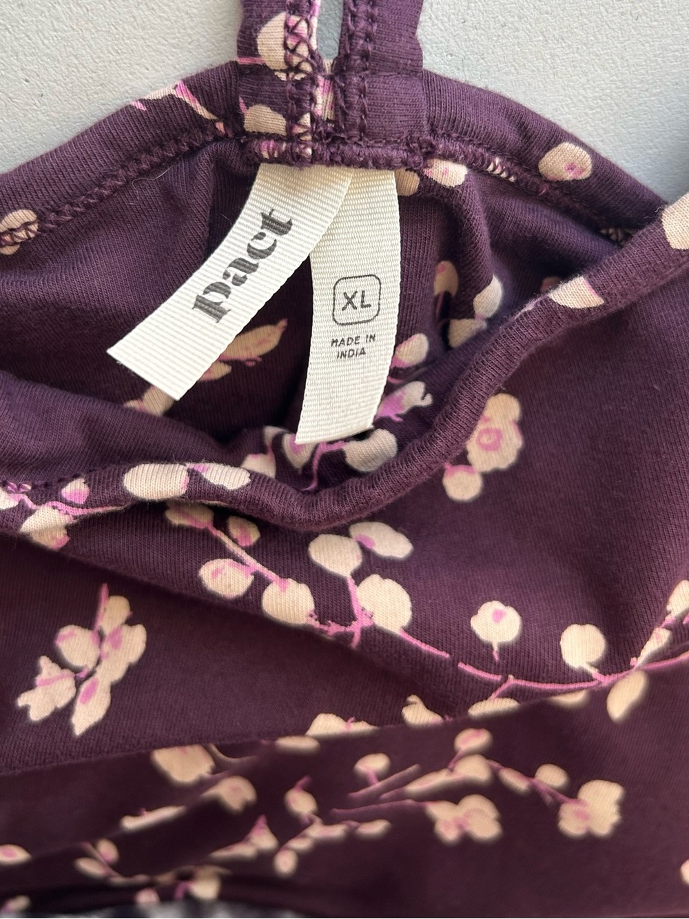 Pact Organic Cotton Fit & Flair Midi Dress Plum Floral - Size XL - Picture 5 of 5